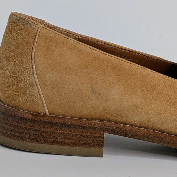 Aquatalia Golda Suede Loafers 8.5 Tan Flats Minimalist Quiet Luxury Weatherproof - Picture 10 of 12